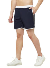 Load image into Gallery viewer, Romano nx Men's Navy Blue 7 inch Dry Fit Sports Running Reflective Shorts with 2 Side Pockets and Zipper Back Pocket romanonx.com