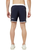 Load image into Gallery viewer, Romano nx Men's Navy Blue 7 inch Dry Fit Sports Running Reflective Shorts with 2 Side Pockets and Zipper Back Pocket romanonx.com