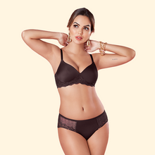 Load image into Gallery viewer, Sonari Romantic Nylon Spandex Lace Medium Coverage Padded Wirefree Bridal Lingerie Set with Low Rise Bikini Panty – FLASH
