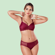 Load image into Gallery viewer, Sonari Romantic Nylon Spandex Lace Medium Coverage Padded Wirefree Bridal Lingerie Set with Low Rise Bikini Panty – FLASH
