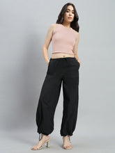 Load image into Gallery viewer, Go Colors Black Parachute Pants
