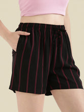 Load image into Gallery viewer, Go Colors Black Woven Viscose Printed Lounge Shorts

