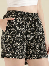Load image into Gallery viewer, Go Colors Black Cotton Knit Printed Lounge Shorts
