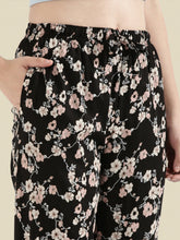Load image into Gallery viewer, Go Colors Black Woven Viscose Printed Lounge Pants
