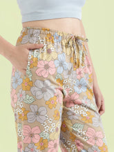Load image into Gallery viewer, Go Colors Beige Cotton Knit Printed Lounge Pants
