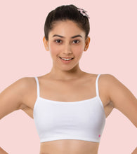 Load image into Gallery viewer, Enamor Innovations Antimicrobial, Cami Neck , Front Double Layer Women's Cotton Beginner's Bra - Pop-On Style, Non Padded, Wirefree, High Coverage - BB02 (White)
