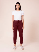 Load image into Gallery viewer, Go Colors Maroon Cotton Poly Stretch Cuffed Joggers
