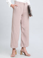Load image into Gallery viewer, Go Colors Dusty Pink Crepe Wide Trouser
