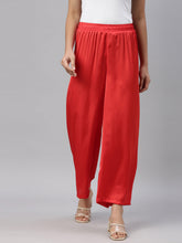 Load image into Gallery viewer, Go Colors Bright Red Polyester Shiny Palazzo
