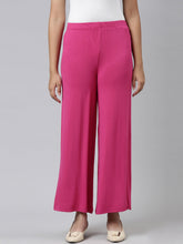 Load image into Gallery viewer, Go Colors Dark Rose Viscose Stretch Knit Palazzo
