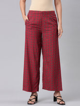 Load image into Gallery viewer, Go Colors Red Woven Viscose Printed Palazzo
