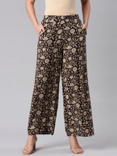 Load image into Gallery viewer, Go Colors Black Woven Viscose Printed Palazzo

