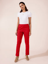 Load image into Gallery viewer, Go Colors Dark Red Linen Pencil Pant
