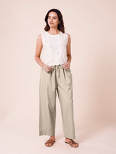 Load image into Gallery viewer, Go Colors Light Beige Cotton Wide Leg Pants
