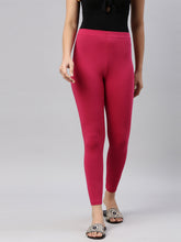 Load image into Gallery viewer, Go Colors Fuchsia Cotton Stretch Ankle Length Leggings
