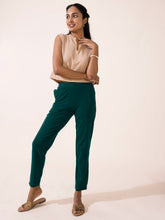 Load image into Gallery viewer, Go Colors Dark Green Cotton Stretch Kurti Pants
