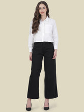 Load image into Gallery viewer, Go Colors Black Twill Wide Pants
