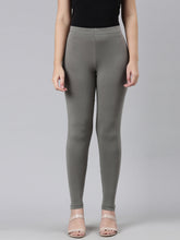 Load image into Gallery viewer, Go Colors Medium Grey Cotton Stretch Ankle Length Leggings
