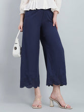 Load image into Gallery viewer, Go Colors Navy Cotton Hakoba Palazzo
