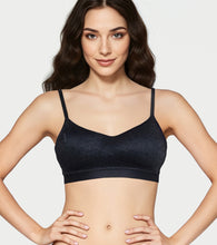 Load image into Gallery viewer, Enamor Lit Balconette Bra for Women Padded, Wire-Free, Medium Coverage, Lace Jacquard on Cups - SMB02 (Black)
