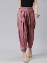 Load image into Gallery viewer, Go Colors Light Wine Woven Viscose Harem Pant
