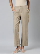 Load image into Gallery viewer, Go Colors Beige Cotton Stripes Cargo Pant
