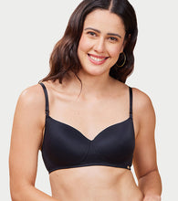 Load image into Gallery viewer, Enamor Women's Everyday  Balconette T-Shirt Bra - Eco fabric, Padded, Wirefree, Medium Coverage  - F131 (Black)
