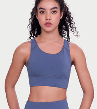 Load image into Gallery viewer, Enamor Wide Straps Seamed T-back Basic Workout Sports Bra - Quick Dry, Antimicrobial, Removable Padding, Non-Wired, Full Coverage - A202 (Basalt)
