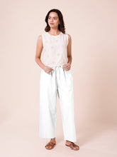 Load image into Gallery viewer, Go Colors White Cotton Wide Leg Pants
