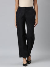 Load image into Gallery viewer, Go Colors Black Cotton Stripes Cargo Pant

