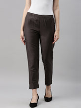 Load image into Gallery viewer, Go Colors Silver Grey Poly Modal Metallic Pants
