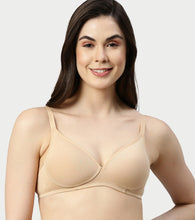 Load image into Gallery viewer, Enamor Supima Cotton Women's Plunge Lift Everyday T-Shirt Bra - Extra Comfort, Padded, Wirefree, Medium Coverage - A039 (Skin)

