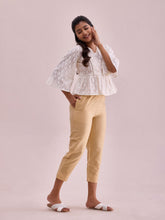 Load image into Gallery viewer, Go Colors Light Gold Poly Modal Cropped Metallic Pants
