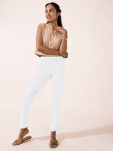 Load image into Gallery viewer, Go Colors White Cotton Stretch Kurti Pants
