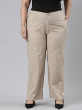 Load image into Gallery viewer, Go Colors Beige Cotton Stripes Cargo Pant
