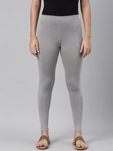 Load image into Gallery viewer, Go Colors Ebony Grey Cotton Stretch Ankle Length Leggings
