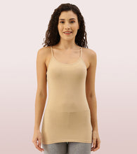 Load image into Gallery viewer, Enamor Sleeveless Scoop Neck Regular Length Camisole For Women - Slim Fit, Soft Stretch Cotton - E003 (Skin)
