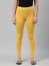 Load image into Gallery viewer, Go Colors Golden Yellow Cotton Stretch Ankle Length Leggings
