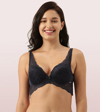 Load image into Gallery viewer, Enamor Butterfly Frame for Cleavage Enhancing Women's Bridal Plunge Push-Up Bra - Lace, Wired, Padded, Medium Coverage - F091
