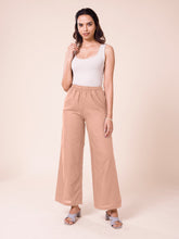 Load image into Gallery viewer, Go Colors Dusty Pink Viscose Blend Linen Palazzos
