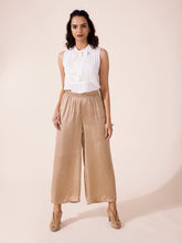 Load image into Gallery viewer, Go Colors Gold Polyester Shiny Palazzo
