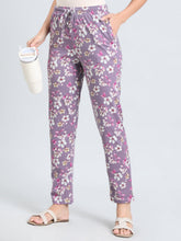 Load image into Gallery viewer, Go Colors Purple Cotton Knit Printed Lounge Pants
