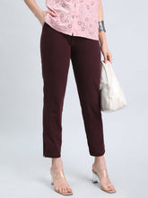 Load image into Gallery viewer, Go Colors Dark Wine Cotton Stretch Kurti Pants
