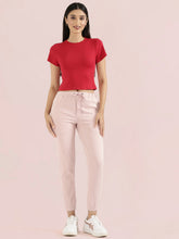 Load image into Gallery viewer, Go Colors Light Pink Cotton Poly Stretch Cuffed Joggers
