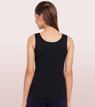 Load image into Gallery viewer, Enamor Sleeveless Scoop Neck Regular Length Tank Top For Women - Relaxed Fit, Soft and Breathable Cotton - E025 (Black)
