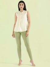 Load image into Gallery viewer, Go Colors Pastel Green Cotton Stretch Ankle Length Leggings
