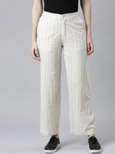 Load image into Gallery viewer, Go Colors White Cotton Stripes Cargo Pant
