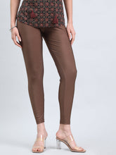 Load image into Gallery viewer, Go Colors Brown Nylon Stretch Shimmer Leggings

