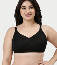 Load image into Gallery viewer, Enamor Innovations Fabcool Full Support Everyday Full Figure Bra - Jiggle Control and Antimicrobial, Non-Padded, Wirefree, Full Coverage Women's Bra - AB75 (Available in  Plus Sizes) (Black)
