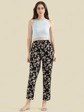 Load image into Gallery viewer, Go Colors Black Woven Viscose Printed Lounge Pants

